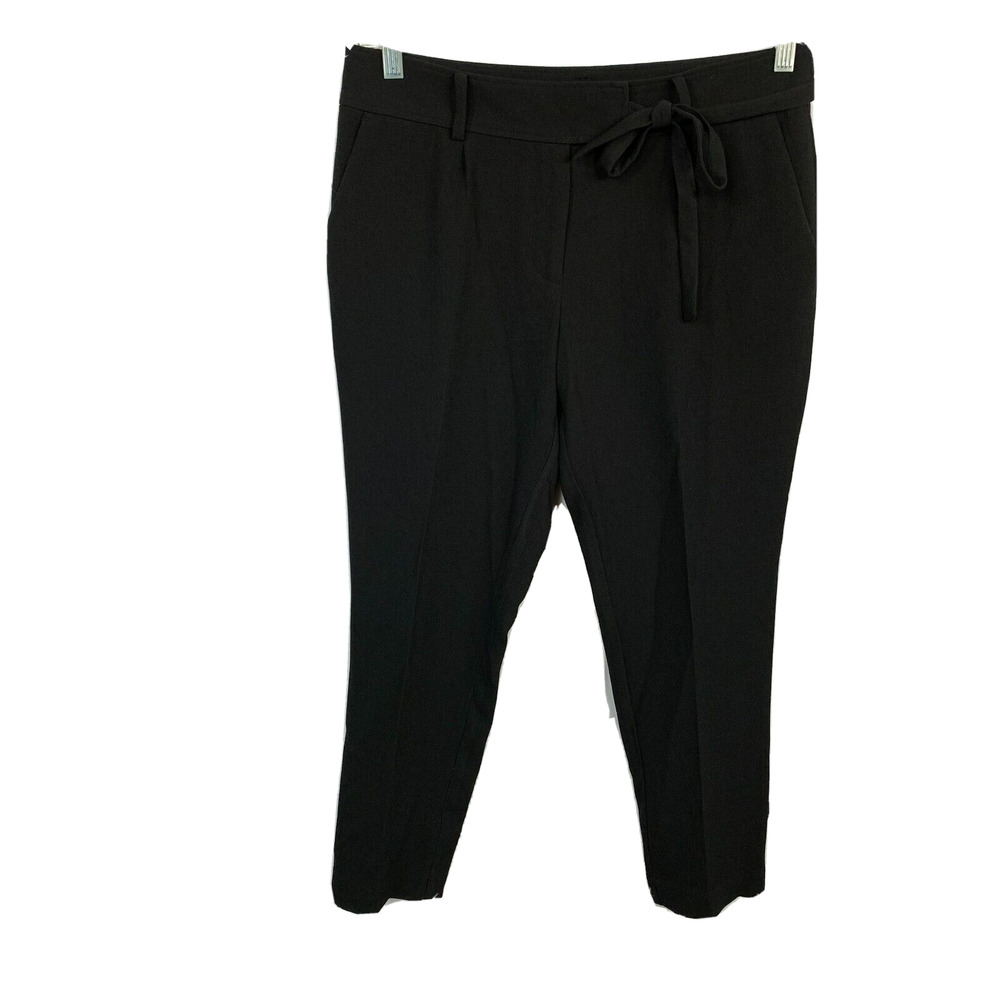 Ann Taylor Loft Petites Pants Womens 6P Crop Black Tie Waist Classic Leg Dress‎
